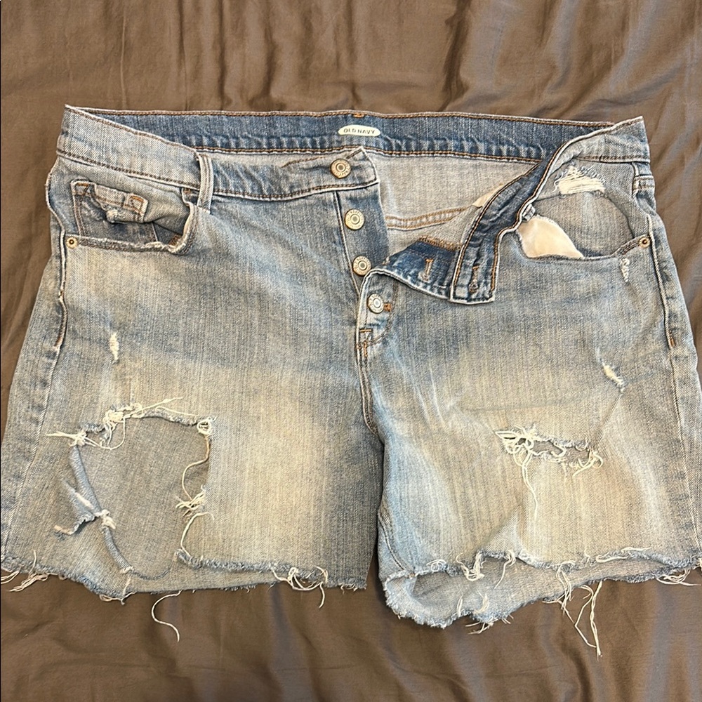 Old Navy Blue Jean Shorts Distressed Frayed Hem